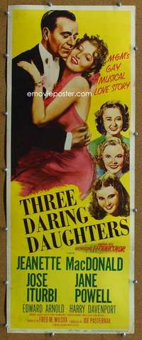 j932 THREE DARING DAUGHTERS insert movie poster '48 Jeanette MacDonald