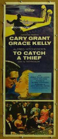 j539 TO CATCH A THIEF insert movie poster '55 Cary Grant, Hitchcock