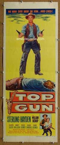 j936 TOP GUN insert movie poster '55 Sterling Hayden w/drawn guns!