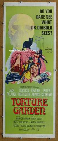 j938 TORTURE GARDEN insert movie poster '67 Robert Bloch, Jack Palance