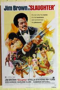 k314 SLAUGHTER one-sheet movie poster '72 Jim Brown, Akimoto artwork!