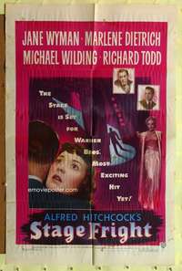 k279 STAGE FRIGHT one-sheet movie poster '50 Marlene Dietrich, Hitchcock