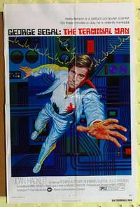 k195 TERMINAL MAN one-sheet movie poster '74 George Segal, Ken Barr art!