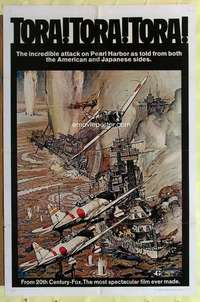 k141 TORA TORA TORA style A one-sheet movie poster '70 Pearl Harbor image!