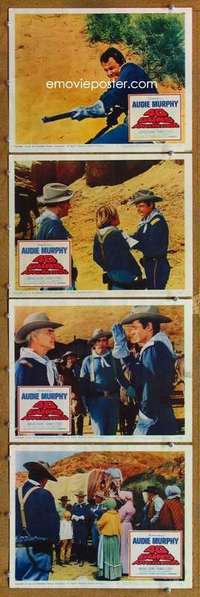 q542 40 GUNS TO APACHE PASS 4 movie lobby cards '67 Audie Murphy