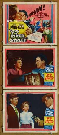 q655 99 RIVER STREET 3 movie lobby cards '53 John Payne, Evelyn Keyes