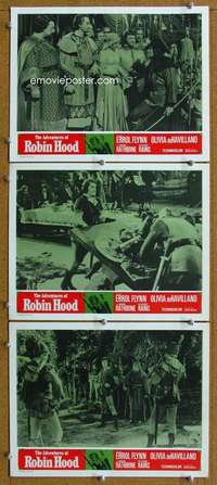 q657 ADVENTURES OF ROBIN HOOD 3 movie lobby cards R64 Errol Flynn