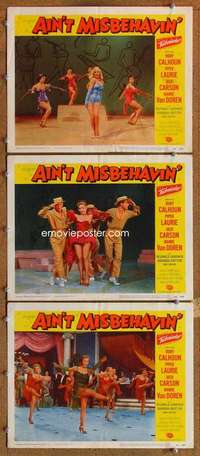 q658 AIN'T MISBEHAVIN' 3 movie lobby cards '55 Piper Laurie, Van Doren