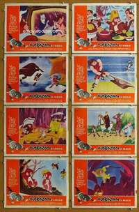 q087 ALAKAZAM THE GREAT 8 Spanish/U.S. movie lobby cards '61 Japanese anime!