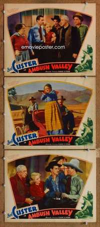 q659 AMBUSH VALLEY 3 movie lobby cards '36 Bob Custer, Victoria Vinton