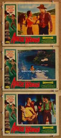 q661 APACHE WOMAN 3 movie lobby cards '55 Lloyd Bridges, bad cowgirl!