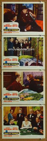 q546 ARCH OF TRIUMPH 4 movie lobby cards '47 Ingrid Bergman, Boyer