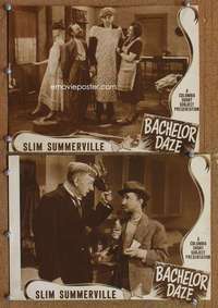 q837 BACHELOR DAZE 2 movie lobby cards '44 Slim Summerville, Columbia!