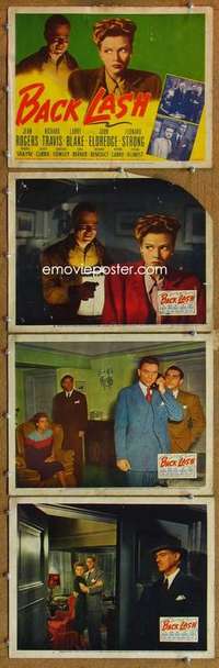 q547 BACKLASH 4 movie lobby cards '47 Jean Rogers, Richard Travis