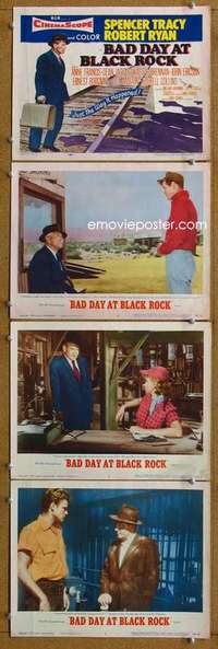 q548 BAD DAY AT BLACK ROCK 4 movie lobby cards '55 Spencer Tracy