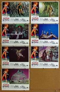 q396 BARBARELLA 7 movie lobby cards '68 sexy Jane Fonda, Roger Vadim