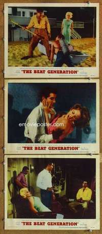 q666 BEAT GENERATION 3 movie lobby cards '59 Mamie Van Doren, beatniks!