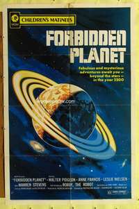 h563 FORBIDDEN PLANET one-sheet movie poster R72 cool planet artwork image!