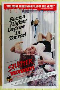 h154 SPLATTER UNIVERSITY one-sheet movie poster '84 wild Troma horror!