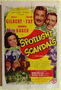 h152 SPOTLIGHT SCANDALS one-sheet movie poster '43 Billy Gilbert, musical!