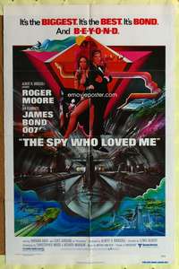 h150 SPY WHO LOVED ME one-sheet movie poster '77 Moore as James Bond!