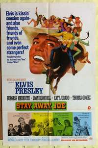 h143 STAY AWAY JOE one-sheet movie poster '68 Elvis Presley riding bull!