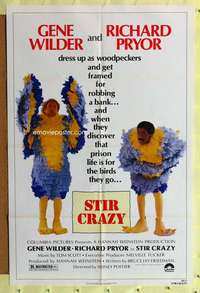 h139 STIR CRAZY one-sheet movie poster '80 Gene Wilder, Richard Pryor