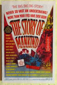 h137 STORY OF MANKIND one-sheet movie poster '57 Ronald Colman, Marx Bros