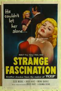 h135 STRANGE FASCINATION one-sheet movie poster '52 bad girl Cleo Moore!