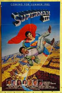 h131 SUPERMAN 3 advance one-sheet movie poster '83 Chris Reeve, Richard Pryor