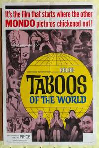 h124 TABOOS OF THE WORLD one-sheet movie poster '63 goes beyond Mondo!