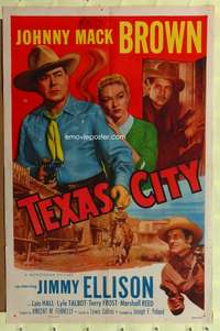 h111 TEXAS CITY one-sheet movie poster '52 Johnny Mack Brown, Ellison