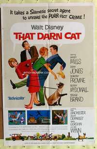 h108 THAT DARN CAT one-sheet movie poster '65 Hayley Mills, Disney