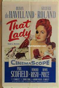 h107 THAT LADY one-sheet movie poster '55 Olivia de Havilland w/eyepatch!