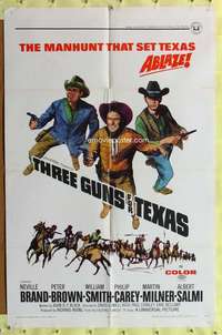 h099 THREE GUNS FOR TEXAS one-sheet movie poster '68 Neville Brand