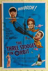 h098 THREE STOOGES IN ORBIT one-sheet movie poster '62 Moe Larry Curly-Joe