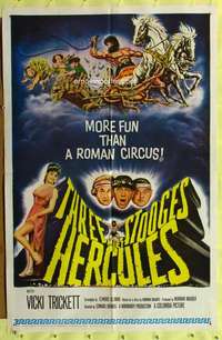 h097 THREE STOOGES MEET HERCULES one-sheet movie poster '61 Moe, Larry, Joe