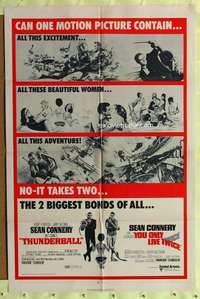 h095 THUNDERBALL/YOU ONLY LIVE TWICE one-sheet movie poster '71 James Bond