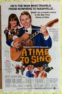 h093 TIME TO SING one-sheet movie poster '68 Hank Williams Jr., Fabares