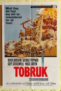 h089 TOBRUK one-sheet movie poster '67 Rock Hudson, George Peppard, WWII