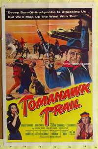 h087 TOMAHAWK TRAIL one-sheet movie poster '57 Chuck Connors, western!