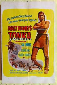 h085 TONKA one-sheet movie poster '57 Sal Mineo, Disney Native Americans!