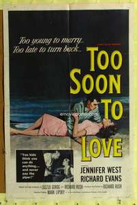 h083 TOO SOON TO LOVE one-sheet movie poster '60 bad girl!