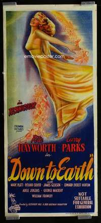 w745 DOWN TO EARTH Aust daybill movie poster '46 sexy Rita Hayworth