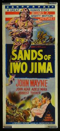 w979 SANDS OF IWO JIMA Aust daybill movie poster '50 John Wayne, WWII!