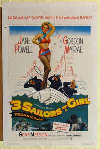 a880 THREE SAILORS & A GIRL one-sheet movie poster '54 sexy Jane Powell!