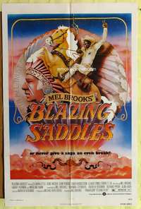 a084 BLAZING SADDLES one-sheet movie poster '74 classic Mel Brooks western!