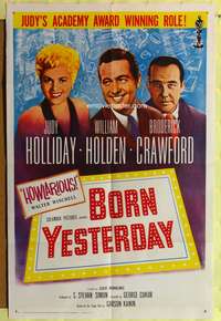 a088 BORN YESTERDAY one-sheet movie poster R61 Judy Holliday, Holden