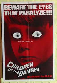 a142 CHILDREN OF THE DAMNED one-sheet movie poster '64 creepy image!