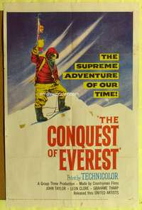 a170 CONQUEST OF EVEREST one-sheet movie poster '53 Sir Edmund Hillary